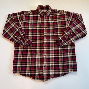 Carhartt Heavyweight Red Plaid Men's Large Flannel Button Down 100% Cotton Shirt